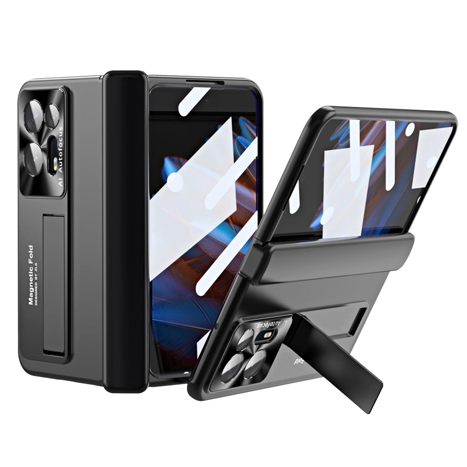 Anti-scratch Phone Case For Oppo Find N2 5G Hinge Protection Kickstand PC Phone Cover with Screen Film Anti-scratch Phone Case For Oppo Find N2 5G Hinge Protection Kickstand PC Phone Cover with Screen Film